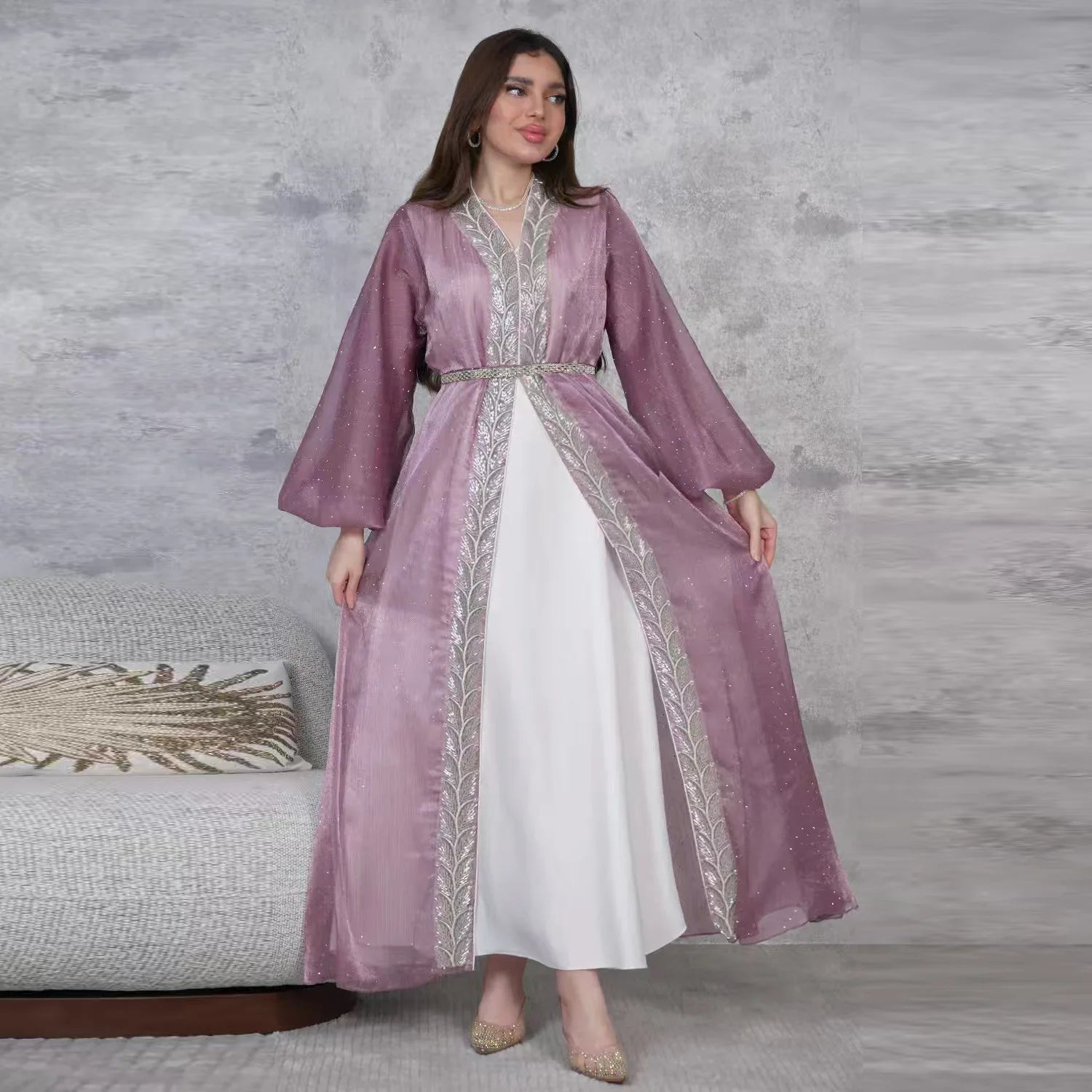 2PCS Muslim Women Dress Dubai Abaya Kaftan Turkey Embroidery Jalabiya African Party Gown Arab Robe Islam Clothing Kebaya Caftan