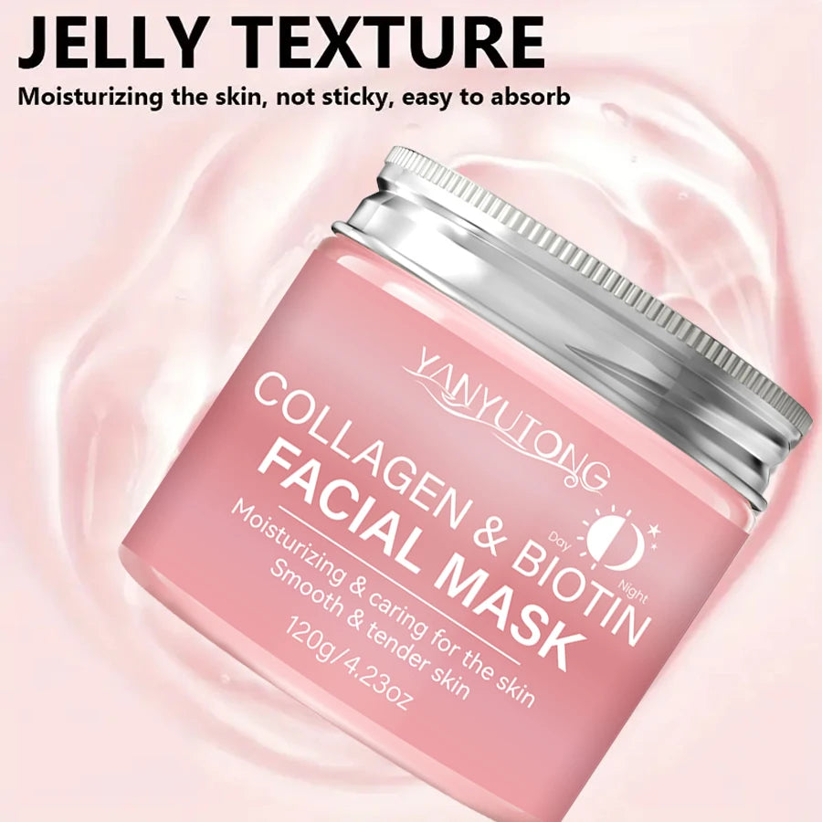 Collagen Peel Mask, Biotin Collagen Wrap Mask Day and Night, Deep Hydration, Night Care Mask Cream.