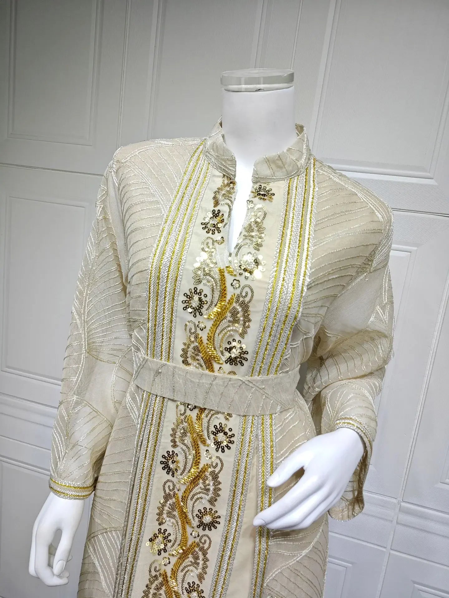 Women Mesh Sequins Dress Elegant Abaya  Eid Party Gorgeous Embroidery Dresses Lace-up Muslim Jalabiya  Vestidos Largos Robe 2025