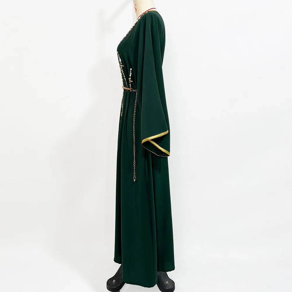 Luxury Diamond Party Dress for Women Robe Muslim Evening Abaya Arab Oman Dubai Moroccan Pakistan Jalabiya Caftan Ramadan Vestido