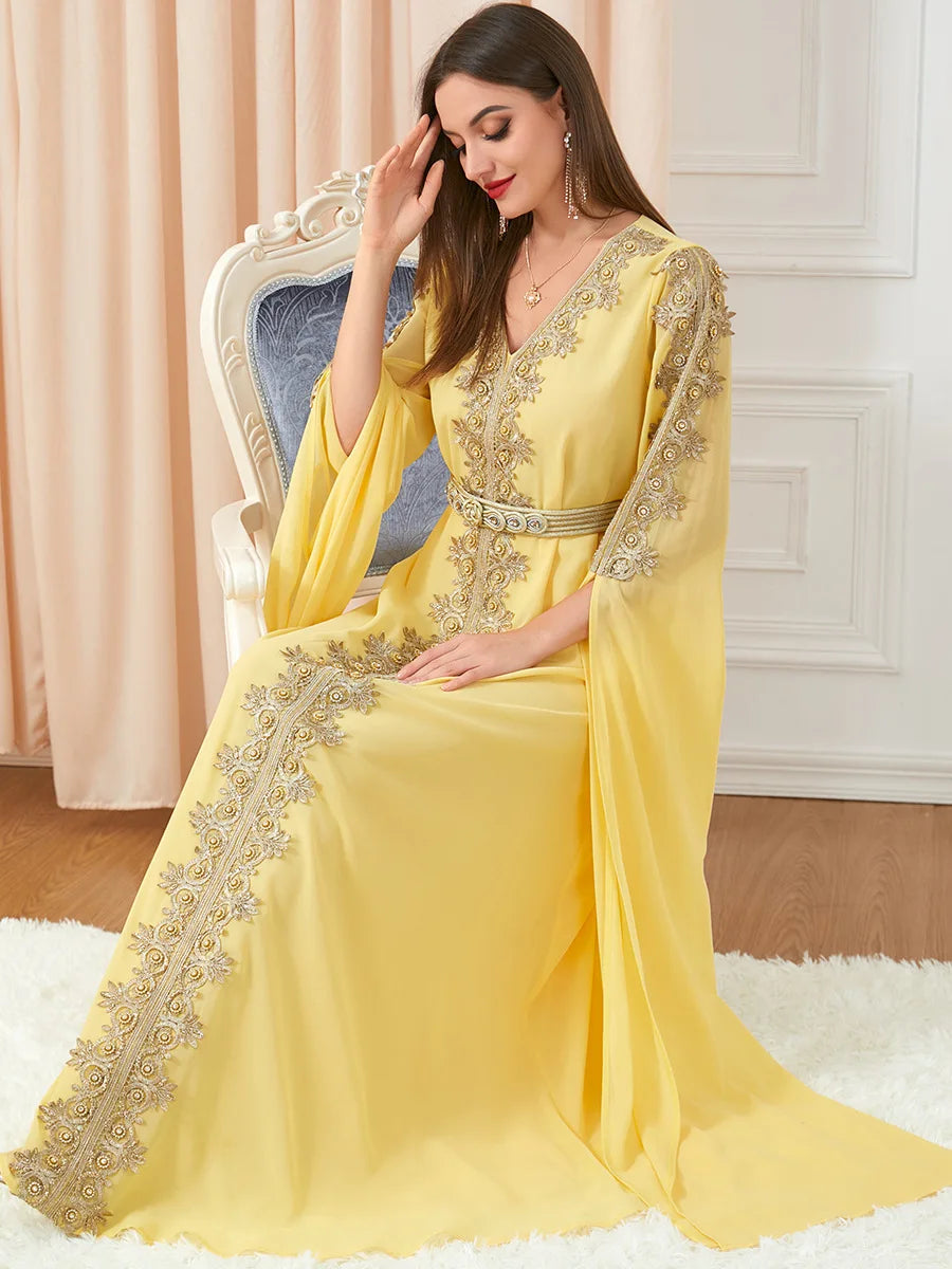 Autumn Morocco Dress Muslim Women Abaya Party Dresses Long Sleeve Abayas Dubai Turkey Islam Kaftan Robe Longue Vestidos Largos