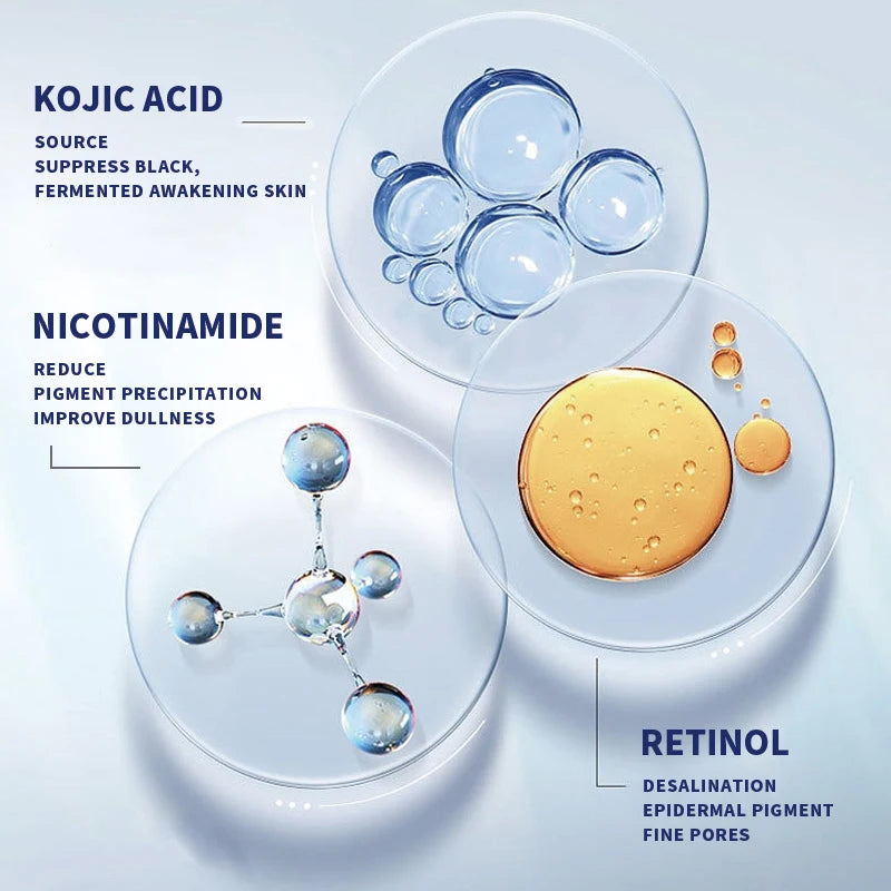 Kojic Acid Fades Freckle Dark Spot Face Serum with Niacinamide and Vitamin E for Quick Brightening Nourishing Skin Care Product