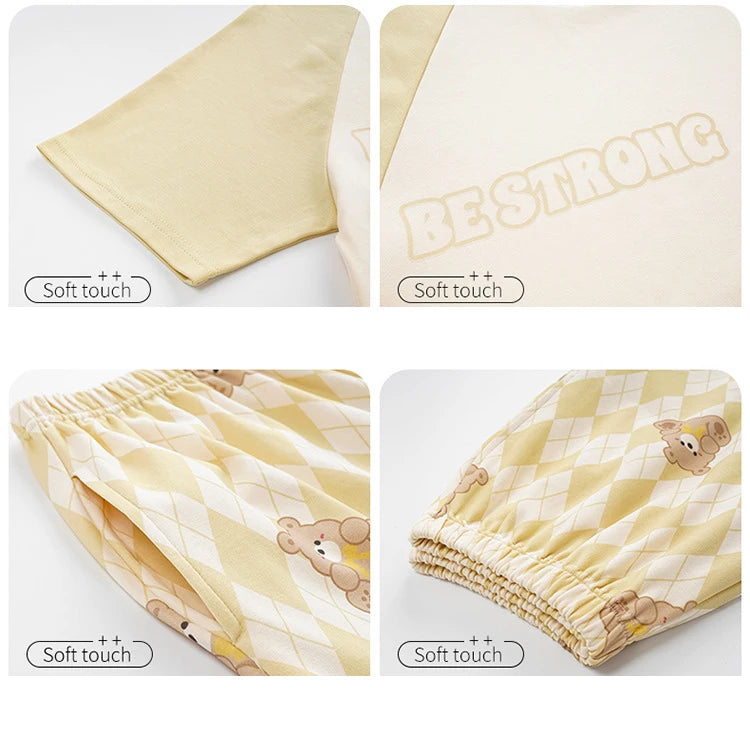 Female Summer Pijamas Short Women Cotton Pajamas Sleeve Shorts Nightwear Sweet Sleepwear Cartoon Pyjamas Woman Home Suit