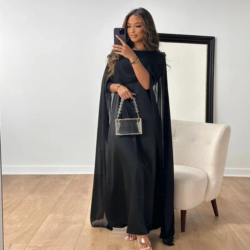 Ramadan Muslim Women Maxi Dress Cloak Abaya Dubai Kaftan Eid Djellaba Kebaya Islam Clothing Cape Party Gown Caftan Marocain Robe