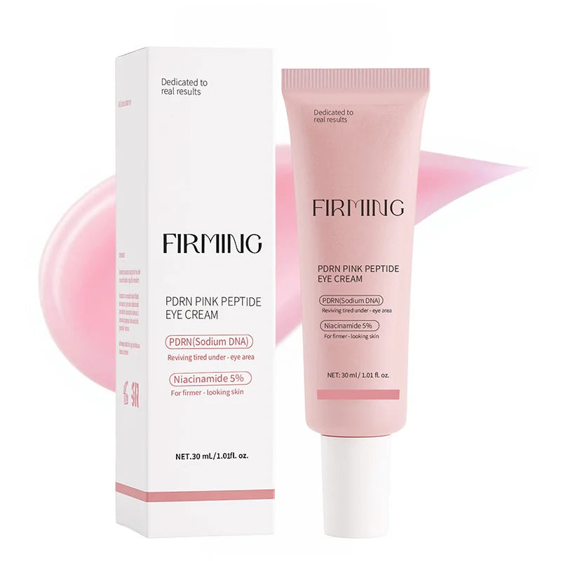 Korean PDRN Pink Peptide Eye Cream,Eye Contour Skin Firming Lifting Hydrating Brightening Care,Fade Fine Lines and Dark Circles