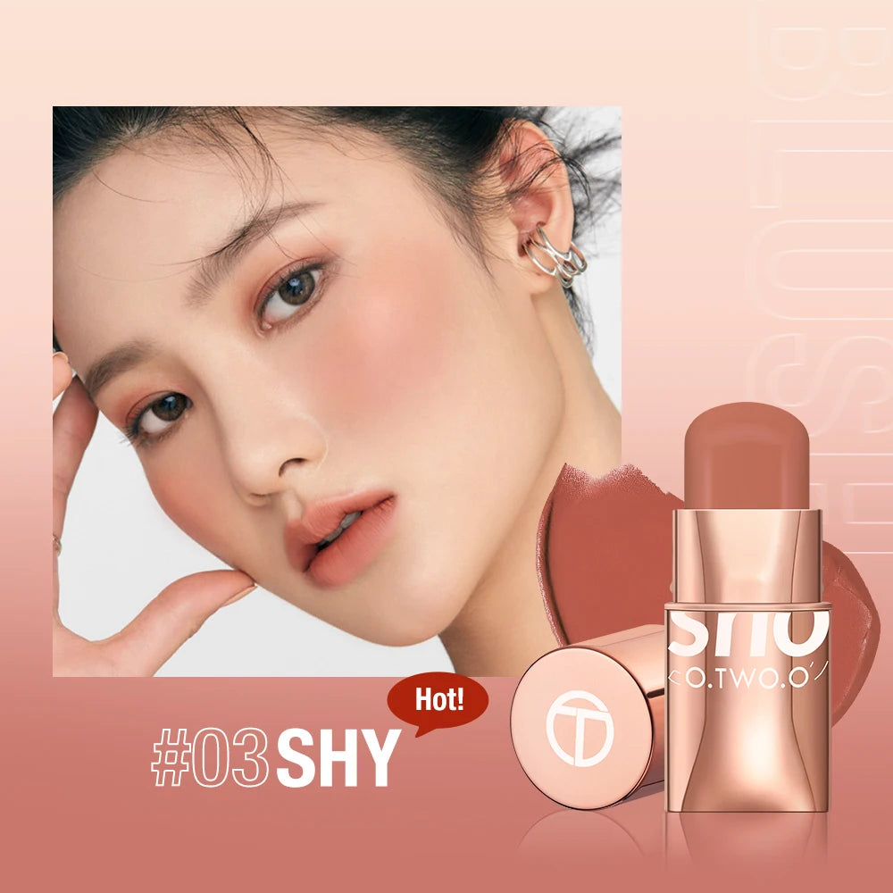 O.TWO.O Blush Makeup Stick High Pigmented Blusher Cream Sticks Waterproof Long-lasting Lip Cheek Eyess Cosmetics for Women