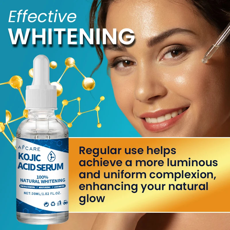 Kojic Acid Fades Freckle Dark Spot Face Serum with Niacinamide and Vitamin E for Quick Brightening Nourishing Skin Care Product