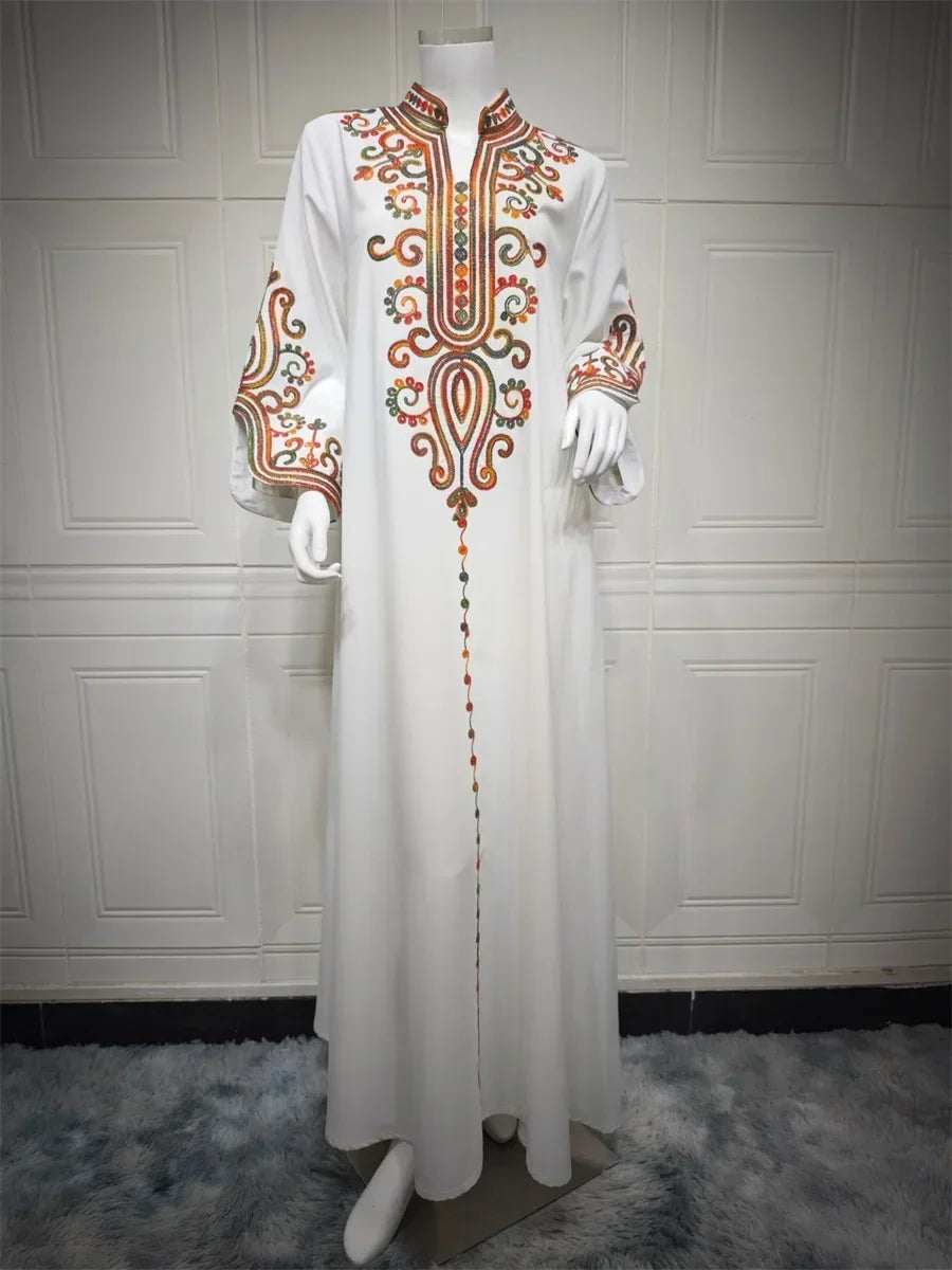 Ramadan Muslim Women's Embroidered Loose abaya Dresses For Women Gala Morocco Dubai Elegant Casual Kaftan