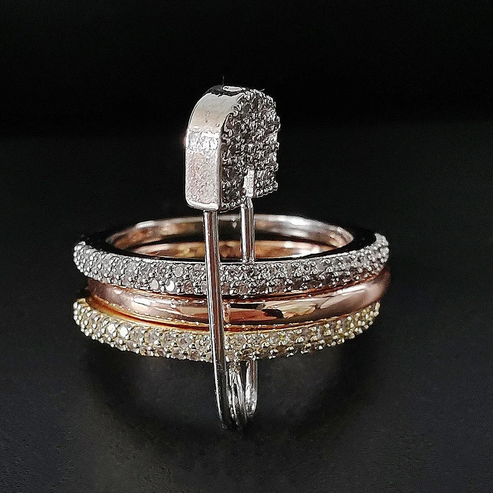 Fashion Pin Connection Three Layers Designer Fashion Ring for Women Valentine's Day Gift Jewelry R7393