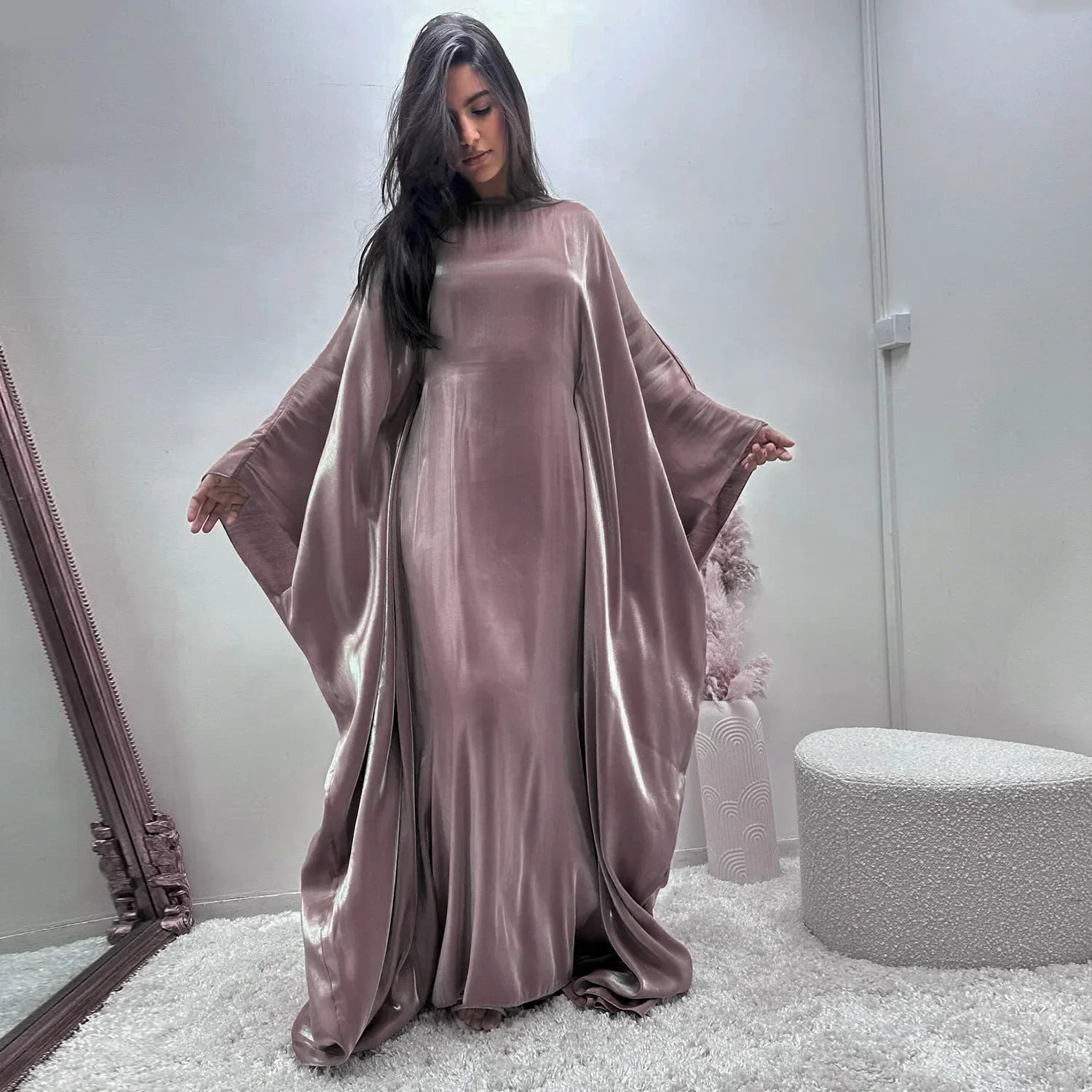 Marocain Kaftan Women Batwing Sleeve Modest Dress Dubai Turkey Abaya Eid Mubarak Djellaba Islam Jalabiya Prayer Garemnt Ramadan