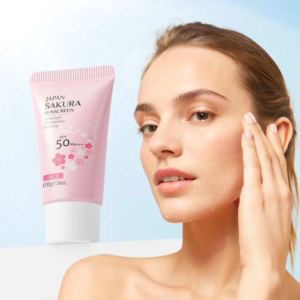 Japan Sakura Sunscreen Cream Protector Facial Sun Block Spf50 Isolation Lotion Cream Cherry Blossom Refreshing Facial Sun Lotion