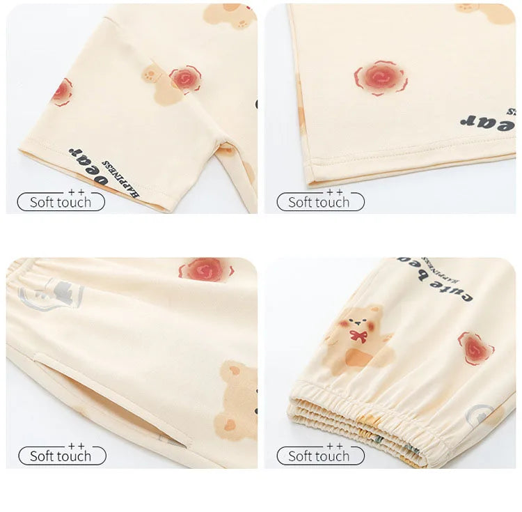 New Summer Pajamas Homewear Suit Women's Short-Sleeved Long Pants Ladies Large Size Loose Leisure Homewear Two-Piece Set