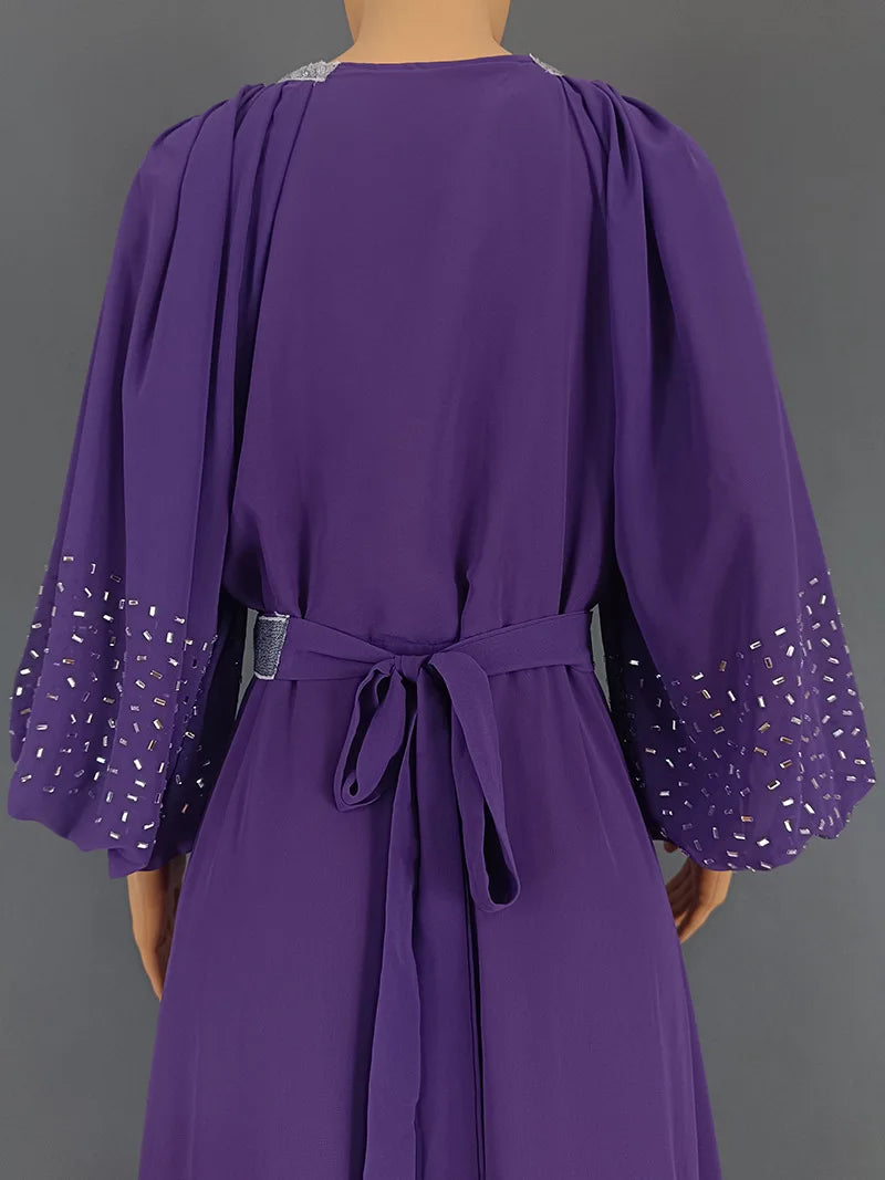 New 2025 Chiffon Diamonds Abayas for Women Luxury Dubai Abaya Turkey Kaftan Muslim Dress Djellaba Jalabiya Caftan Marocain Femme