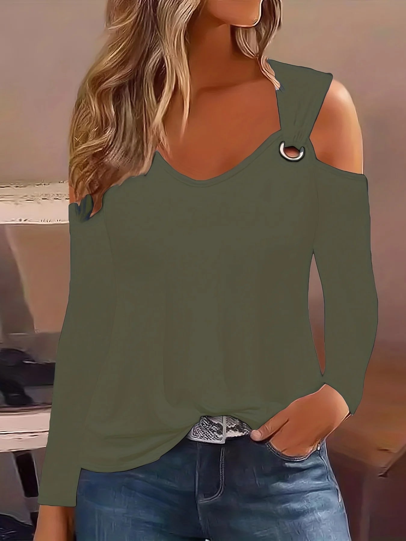Plus Size Autumn Simple Metal Button V-neck Shirt Blouse For Women 2023 New Fashion Sexy Women Casual TShirt Pullover Tops Femal