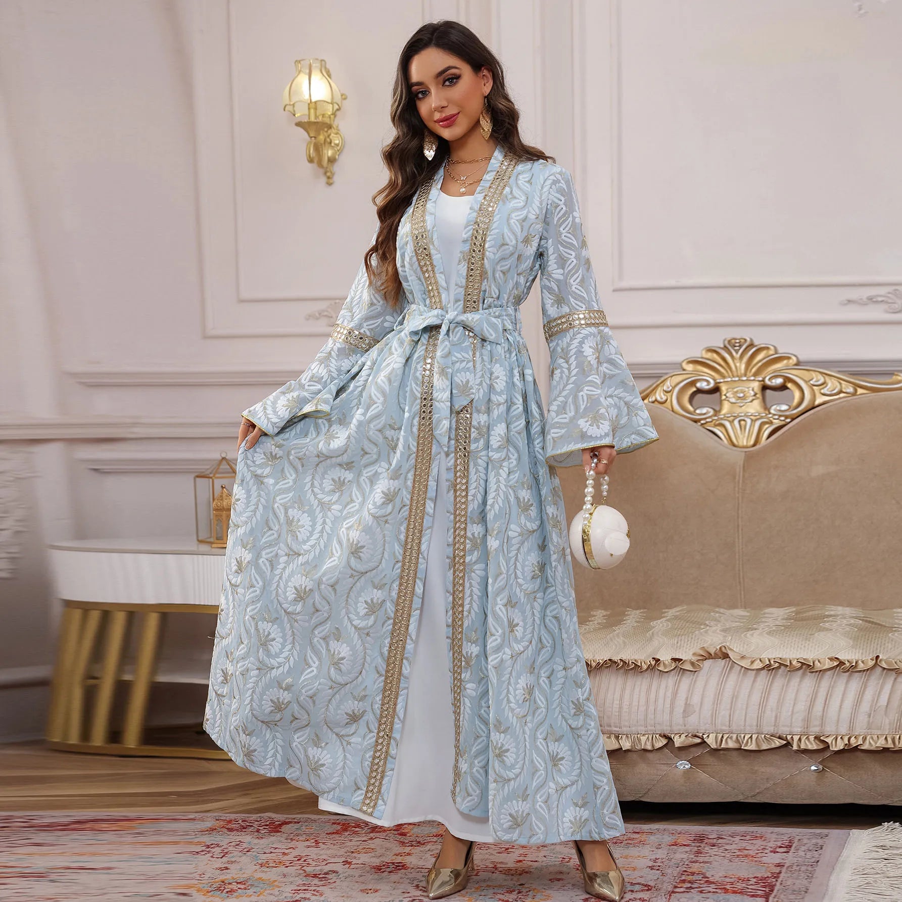 2PCS Muslim Women Dress Dubai Abaya Kaftan Turkey Embroidery Jalabiya African Party Gown Arab Robe Islam Clothing Kebaya Caftan