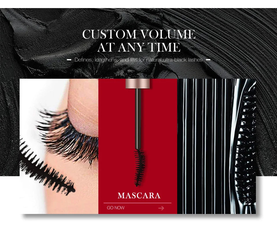 O.TWO.O Black Mascara Lengthens Eyelashes Waterproof Long-lasting 4D Silk Fiber Mascara Lash Extension Cosmetics Makeup
