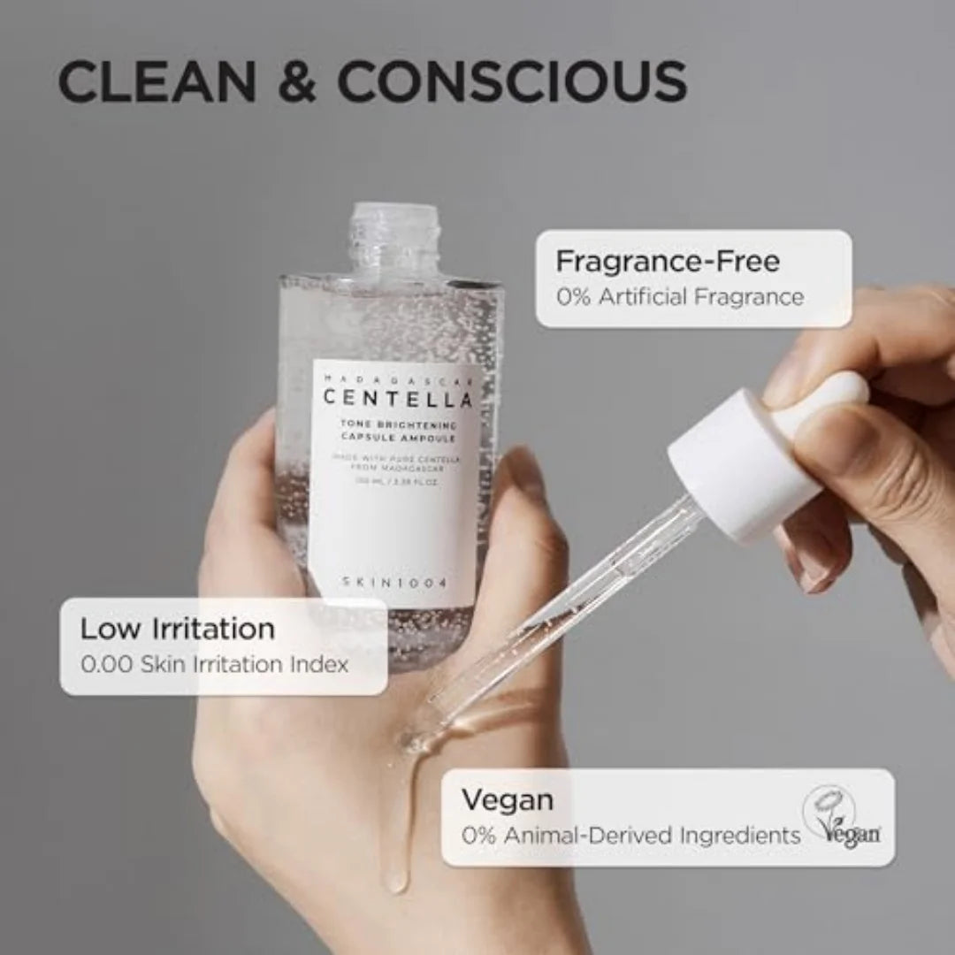 SKIN1004 Madagascar Centella Tone Brightening Capsule Ampoule Korean Hydrating Face Serum for Unevne Skin Tone Korean Skin Care