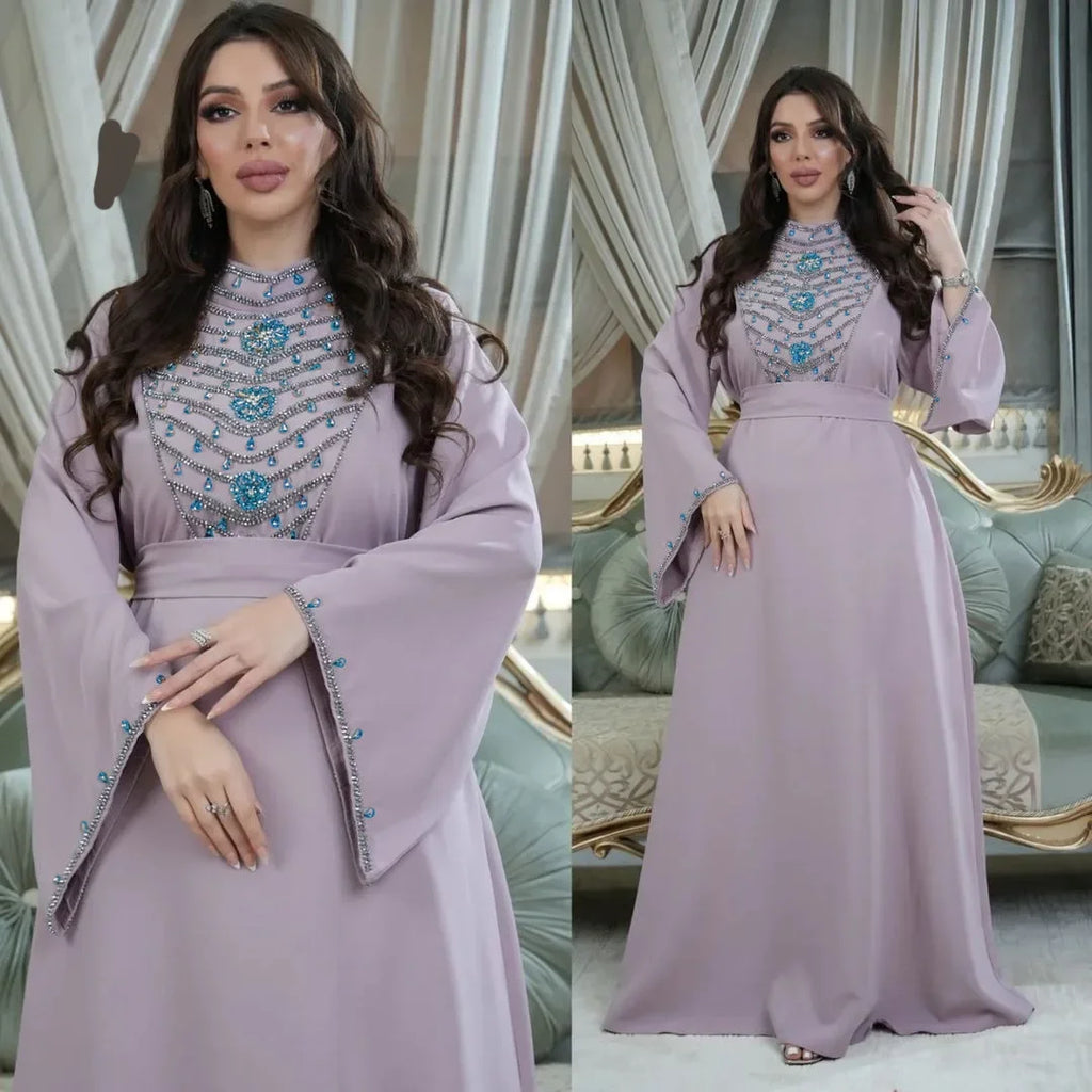 Elegant Dubai Luxury Diamonds Abaya Women Muslim Evening Party Dress Turkey Kaftan Eid Djellaba Ramadan Islam Jalabiya Vestidos