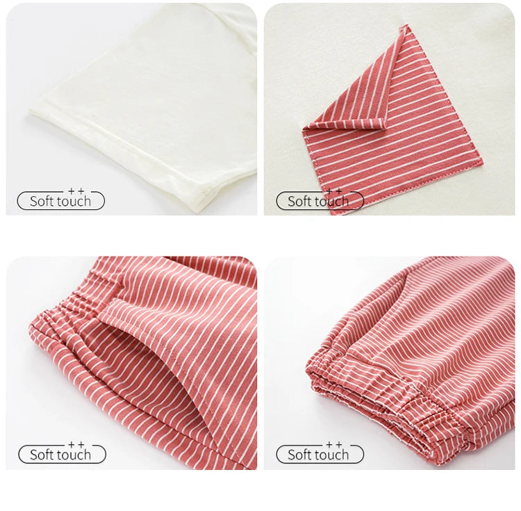 Female Summer Pijamas Short Women Cotton Pajamas Sleeve Shorts Nightwear Sweet Sleepwear Cartoon Pyjamas Woman Home Suit