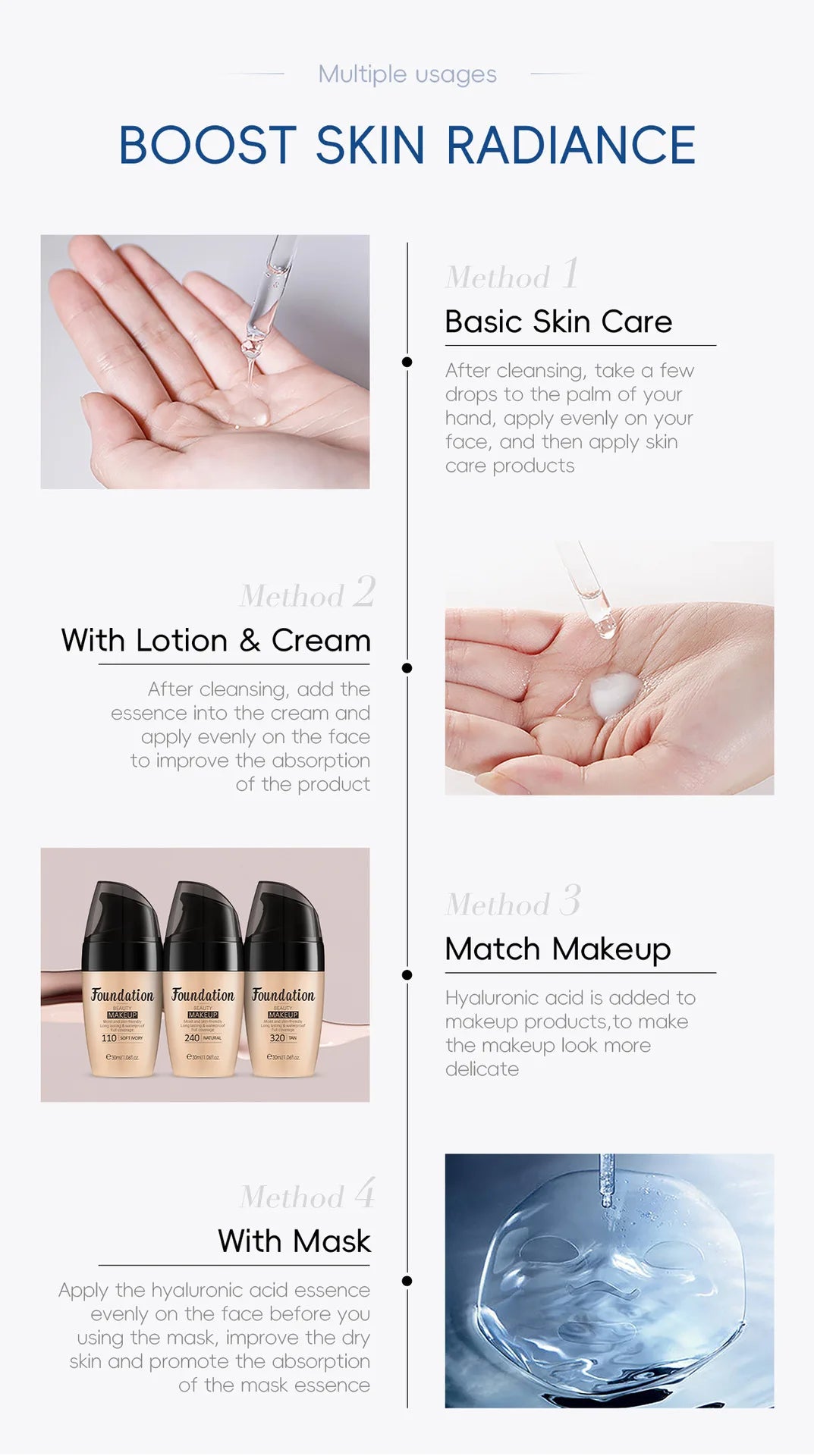 LAIKOU Hyaluronic Acid Serum Moisturizing Smoothing Face Essence Skin Care Shrink Pore Cream For Dry Facial Skin