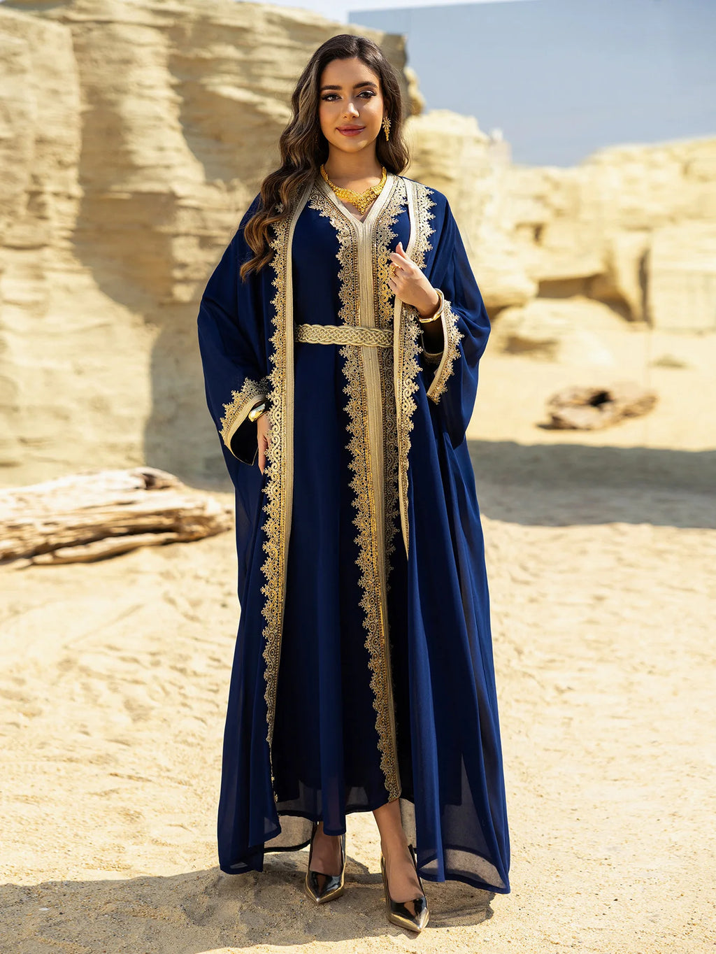 2PCS Muslim Women Dress Dubai Abaya Kaftan Turkey Embroidery Jalabiya African Party Gown Arab Robe Islam Clothing Kebaya Caftan