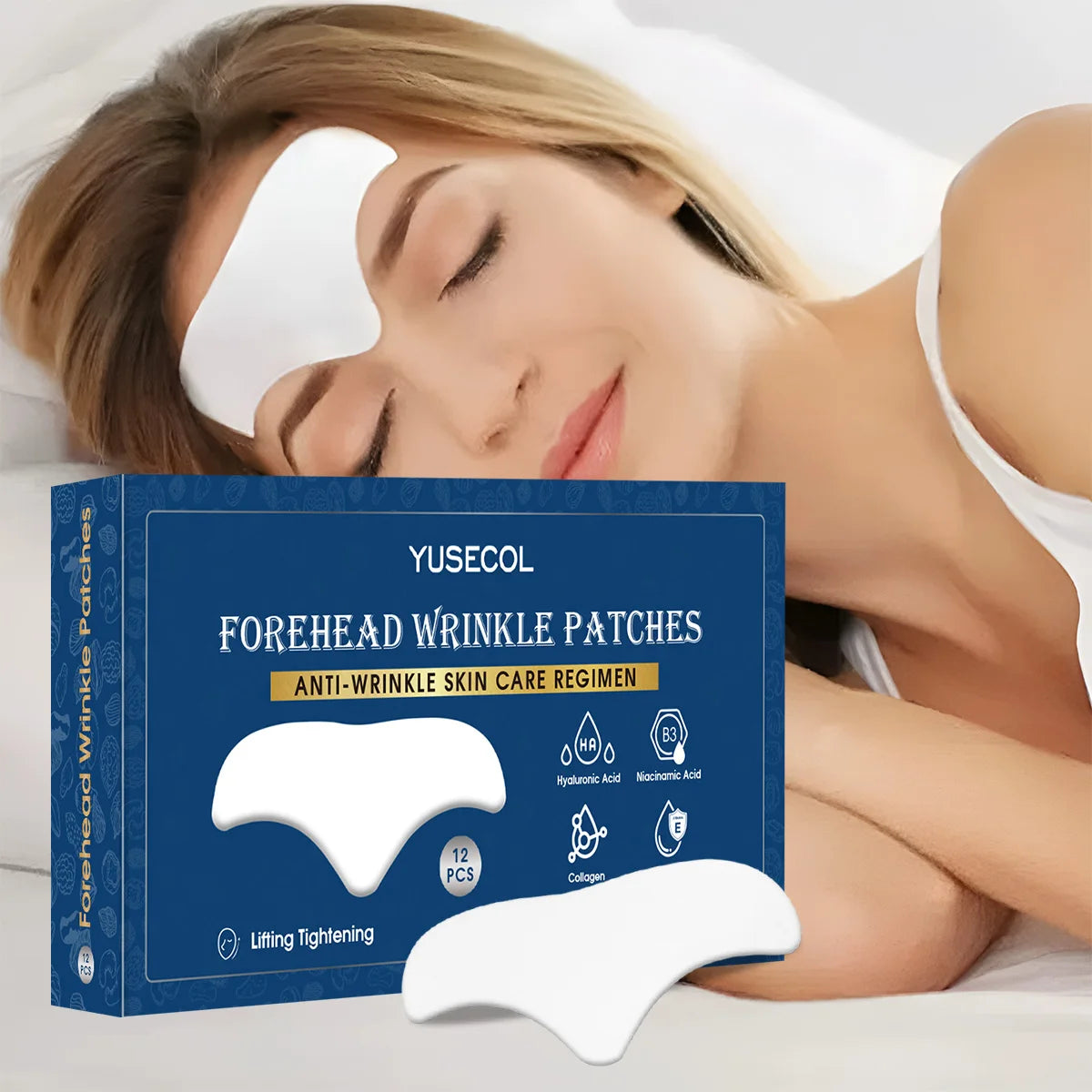 12Pcs Collagen Forehead Skin Care Patches Smoothing Fine Frown Lines Wrinkles Treatment High Quality Natural Material