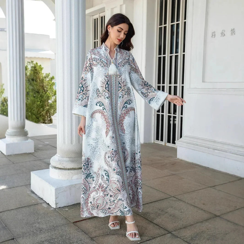 Eid Women Dress Muslim Abaya Diamond Beading Vestidos Largos Party Caftan Jalabiya Ramadan Long Dresses Kaftan Arab Robe 2025