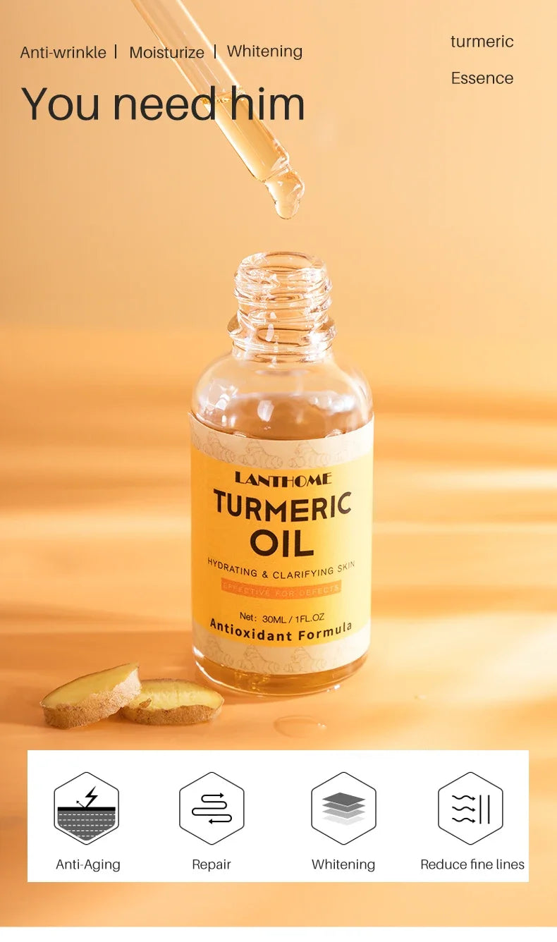Turmeric Oil Anti Aging Reduce Wrinkles Fine Lines Moisturizer Facial Serum Bright Skin Care for Women Men Skin Care Products