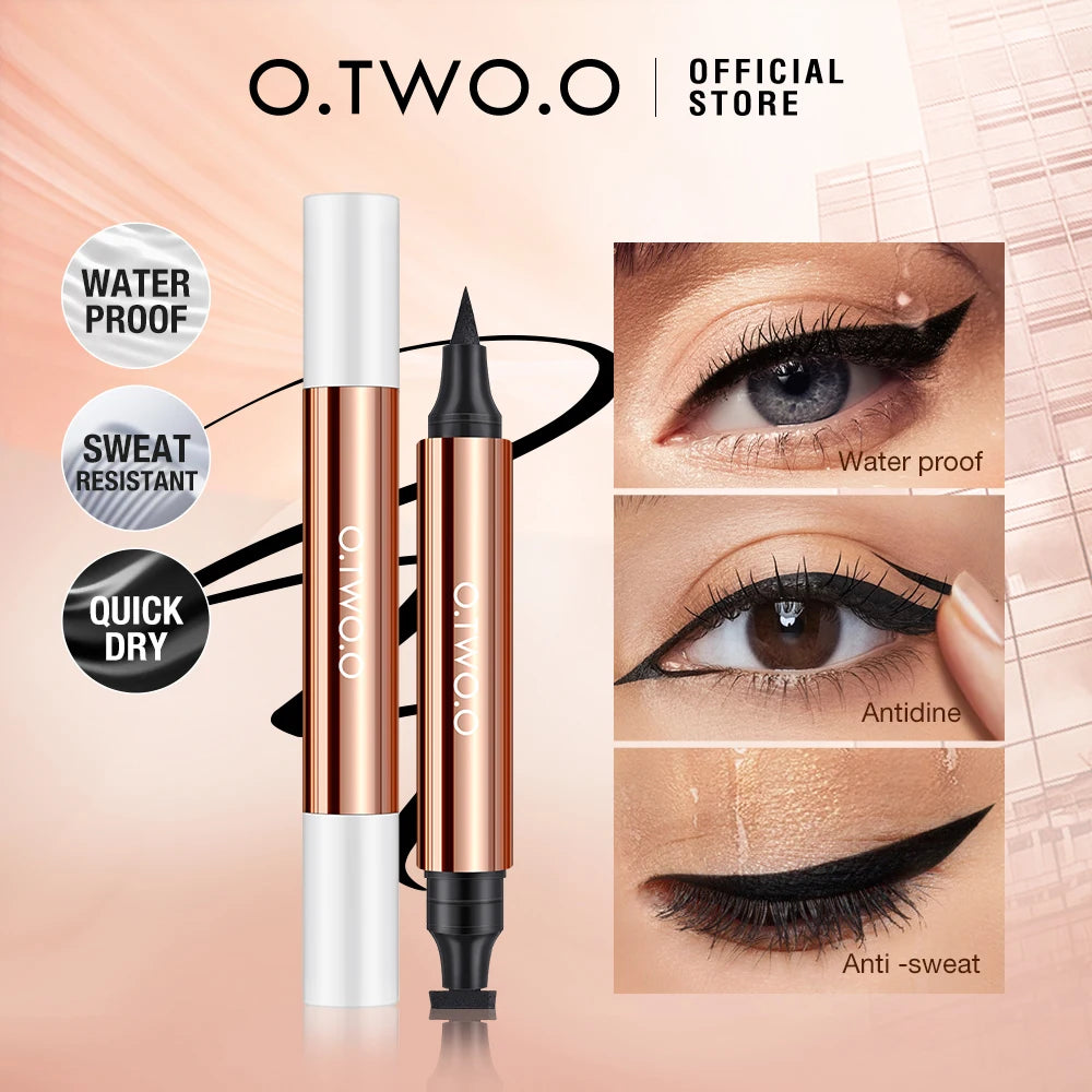 O.TWO.O Eyeliner Stamp 5D Mascara Black Liquid Eyeliner Waterproof Fast Dry Smudge-Proof Volumizing Long-Wearing Eye Makeup Set