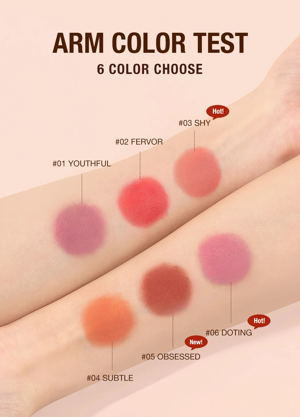 O.TWO.O Blush Makeup Stick High Pigmented Blusher Cream Sticks Waterproof Long-lasting Lip Cheek Eyess Cosmetics for Women