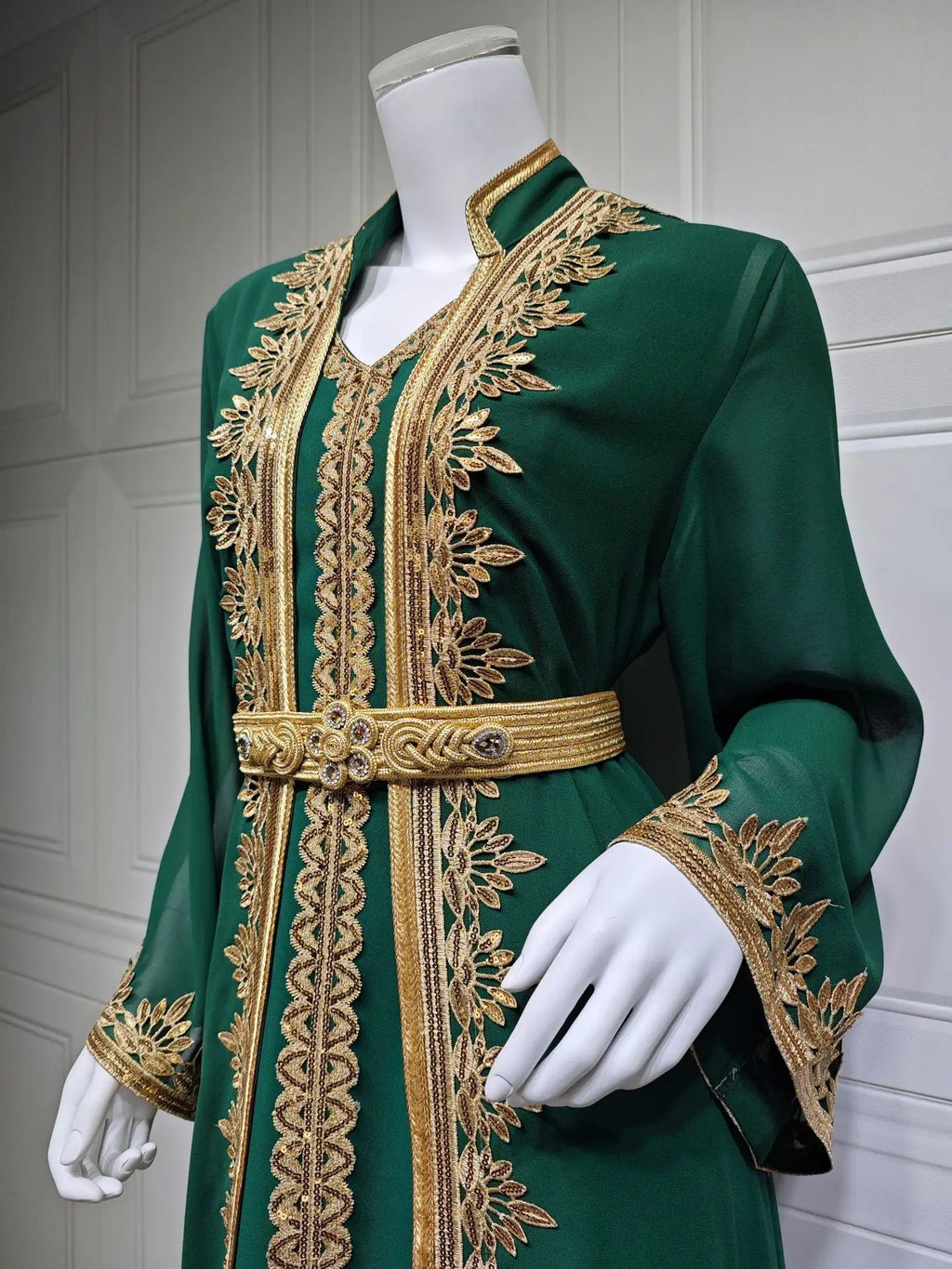 Dress Suit Women Eid Muslim Abaya Party Dresses 2 Piece Sets Embroidery Sashes Ramadan Dubai Kaftan Vestidos Jalabiya Long Robe