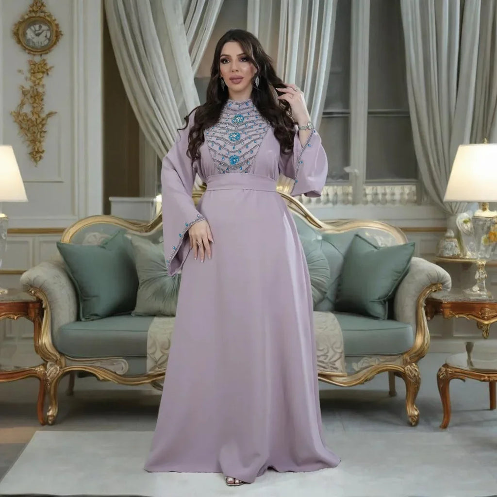 Elegant Dubai Luxury Diamonds Abaya Women Muslim Evening Party Dress Turkey Kaftan Eid Djellaba Ramadan Islam Jalabiya Vestidos
