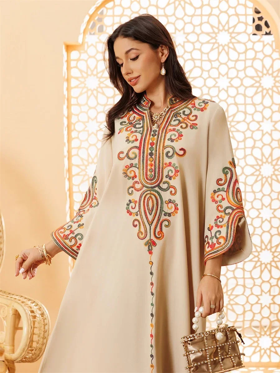 Ramadan Muslim Women's Embroidered Loose abaya Dresses For Women Gala Morocco Dubai Elegant Casual Kaftan