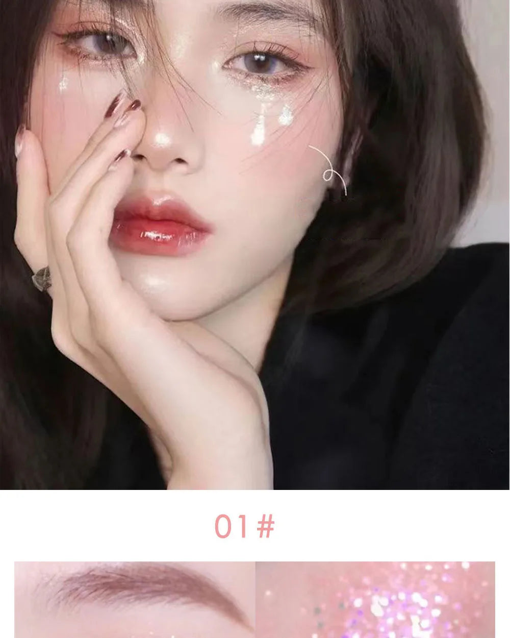 6 Colors Glitter Liquid Eyeshadow Waterproof Pearlescent Shiny Eye Shadow Highlighter Sequins Lying Silkworm Makeup Beauty Tool