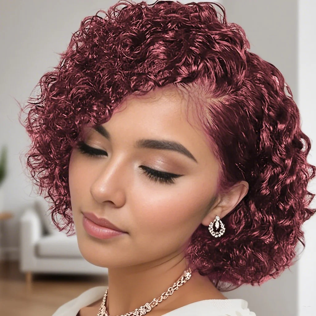 13x4 Lace Front Wigs Pixie Cut Wig Human Hair Deep Wave Wig Short Curly Natural Wigs for Woman