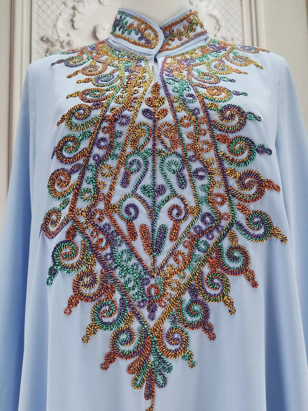 Uni Embroidery V-Neck Long Dress Dubai Arab Abaya For Muslim Woman Loose Moroccan Saudi Ethnic Jalabiya Fashion Robe 2026
