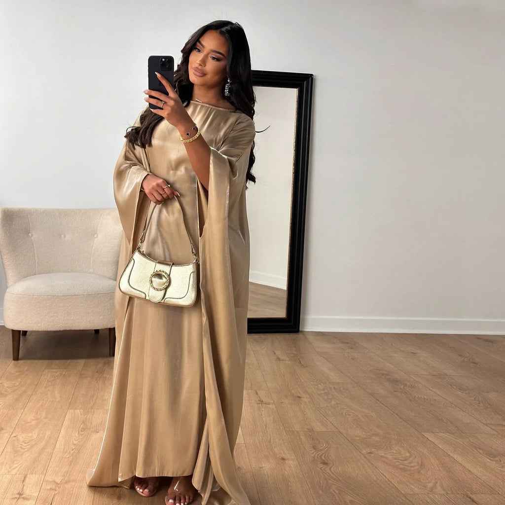 Marocain Kaftan Women Batwing Sleeve Modest Dress Dubai Turkey Abaya Eid Mubarak Djellaba Islam Jalabiya Prayer Garemnt Ramadan