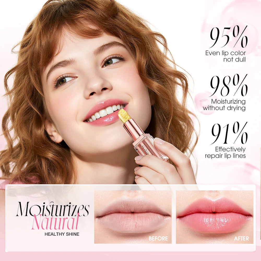 O.TWO.O Lipstick Lip Gloss Lip Balm Color Changing Transferproof Long Lasting Non-Sticky Moisturizing Shine Care Lip Tint Makeup