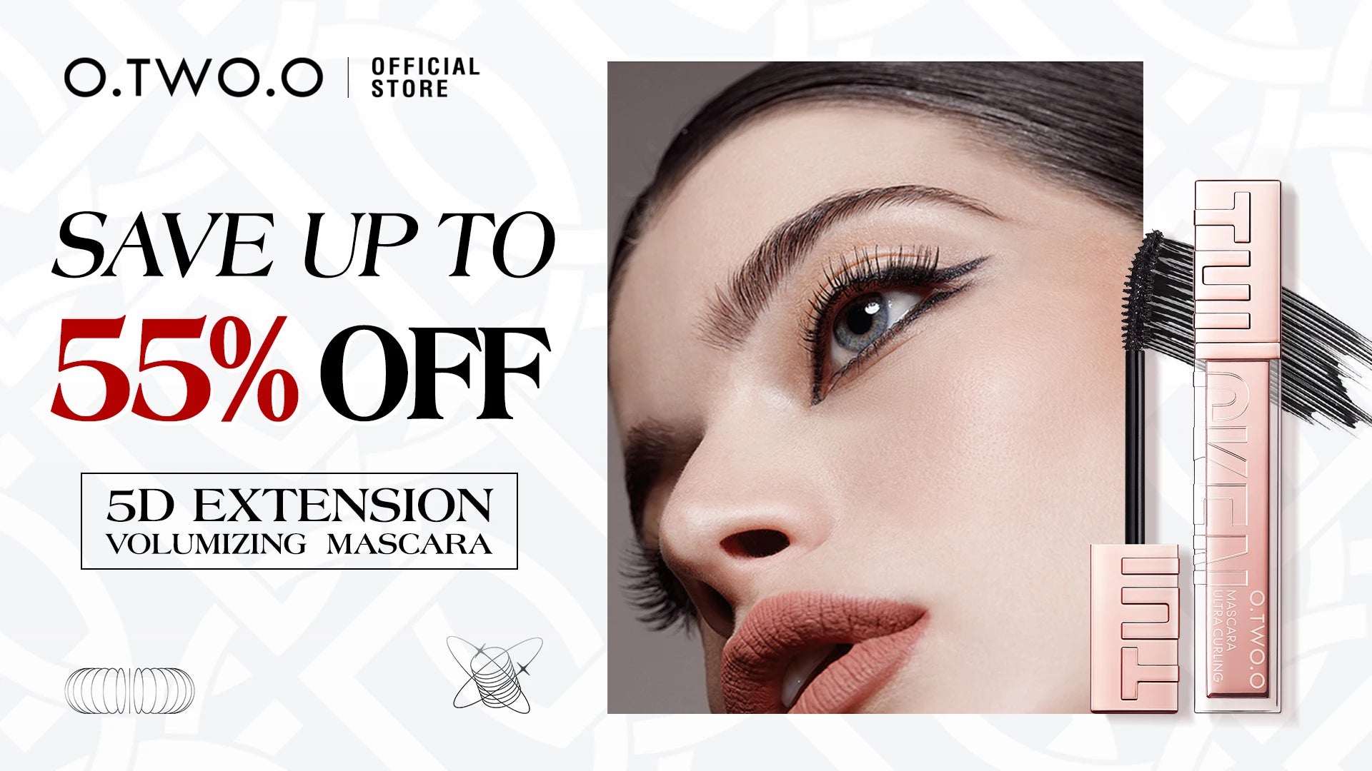 O.TWO.O Eyeliner Stamp 5D Mascara Black Liquid Eyeliner Waterproof Fast Dry Smudge-Proof Volumizing Long-Wearing Eye Makeup Set