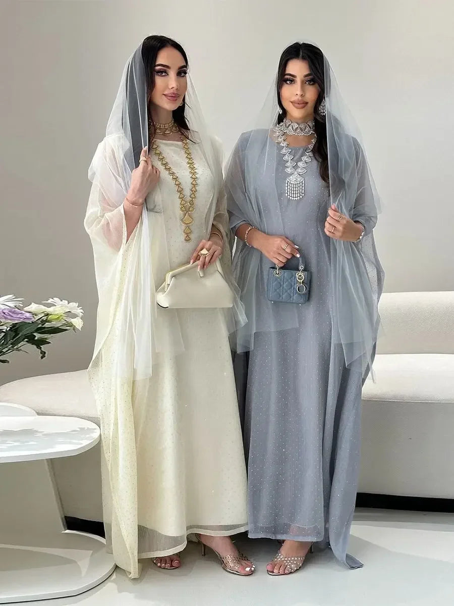 Ramadan Dubai Elegant cock abaya Polka Dot Dresses Long Dolman Sleeve For Muslim Women's Brief Kaftan