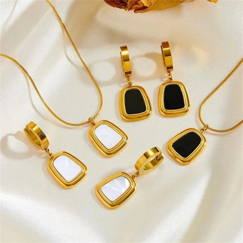 EILIECK 316L Stainless Steel Gold Color Heart Star Flower Necklace Earrings Set For Women Trendy Waterproof Jewelry Holiday Gift