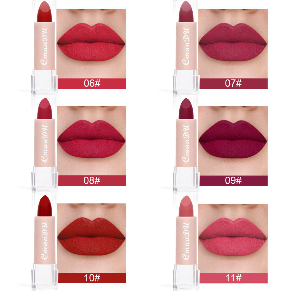 CmaaDu 15Color Pro 24HR Weightless Colour Matte Nude Velvet Liquid Rich Matte Finish Lipstick Lipgloss Waterproof Lip Makeup
