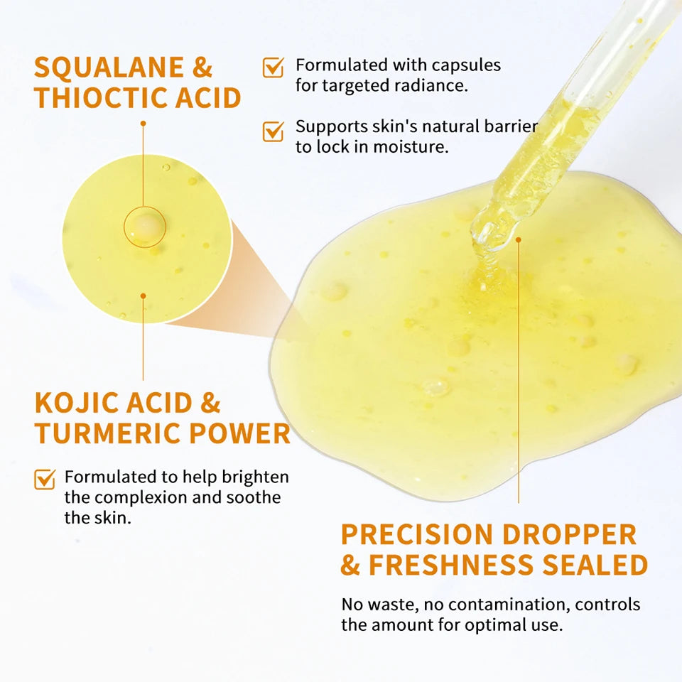 Kojic Acid Turmeric Serum Niacinamide Glow Capsules Brightening Hydration Balancing Skin Barrier Soothing Troubled Facial Care