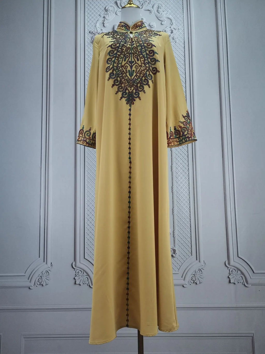 Uni Embroidery V-Neck Long Dress Dubai Arab Abaya For Muslim Woman Loose Moroccan Saudi Ethnic Jalabiya Fashion Robe 2026