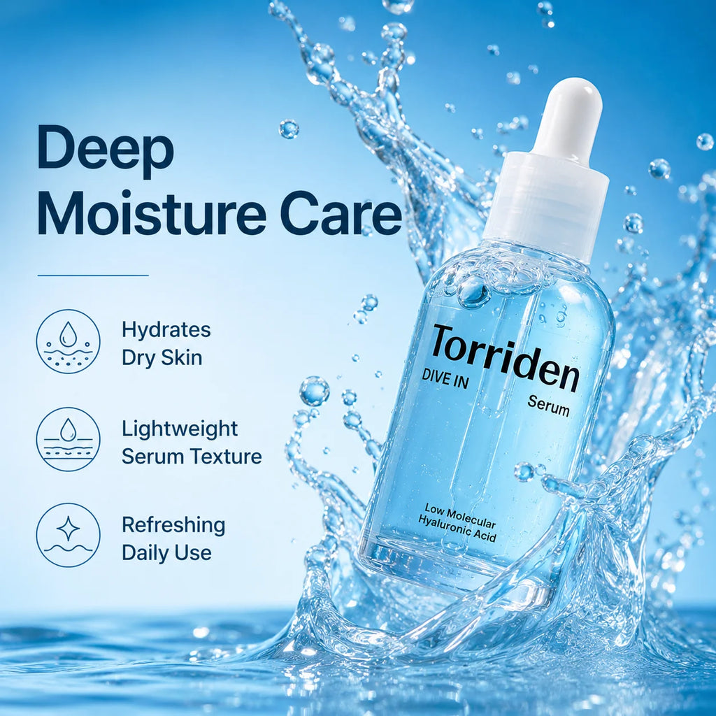 Torriden DIVE-IN Low-Molecular Hyaluronic Acid Serum 50ml,Featherlight,Moisture Retention Aid,Korean Skincare,for Korean Makeup