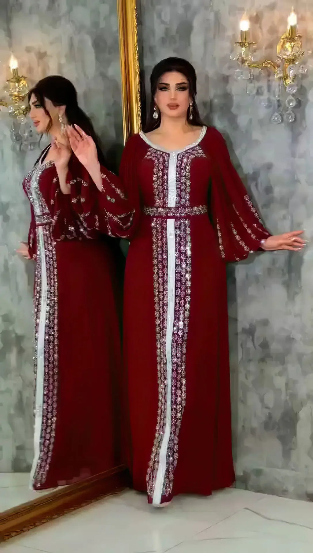 Muslim Dress Muslim Party Evening Dresses for Women Summer Muslim Half Sleeve O-neck Long Maxi Dress Gowns Kaftan Abaya Dubai
