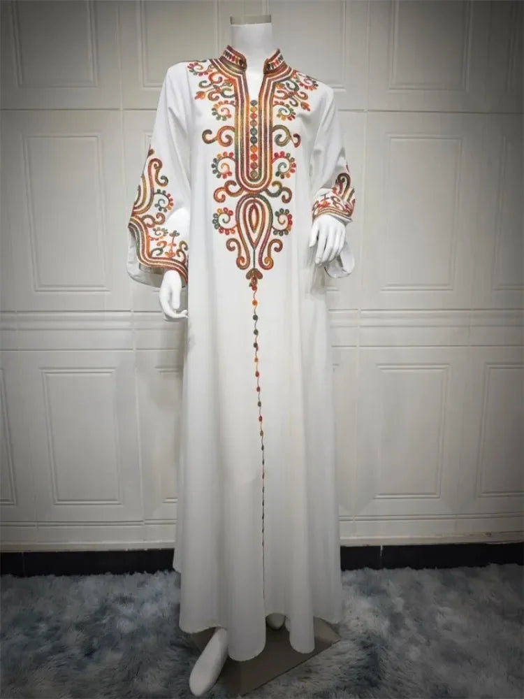 Ramadan Muslim Women's Embroidered Loose abaya Dresses For Women Gala Morocco Dubai Elegant Casual Kaftan