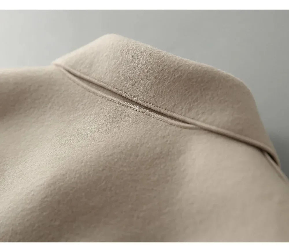 Double-Sided Woolen Short Coat Women's Suiting Jacket Autumn Winter New Style Turn-down Collar New Top Polyester Fiber