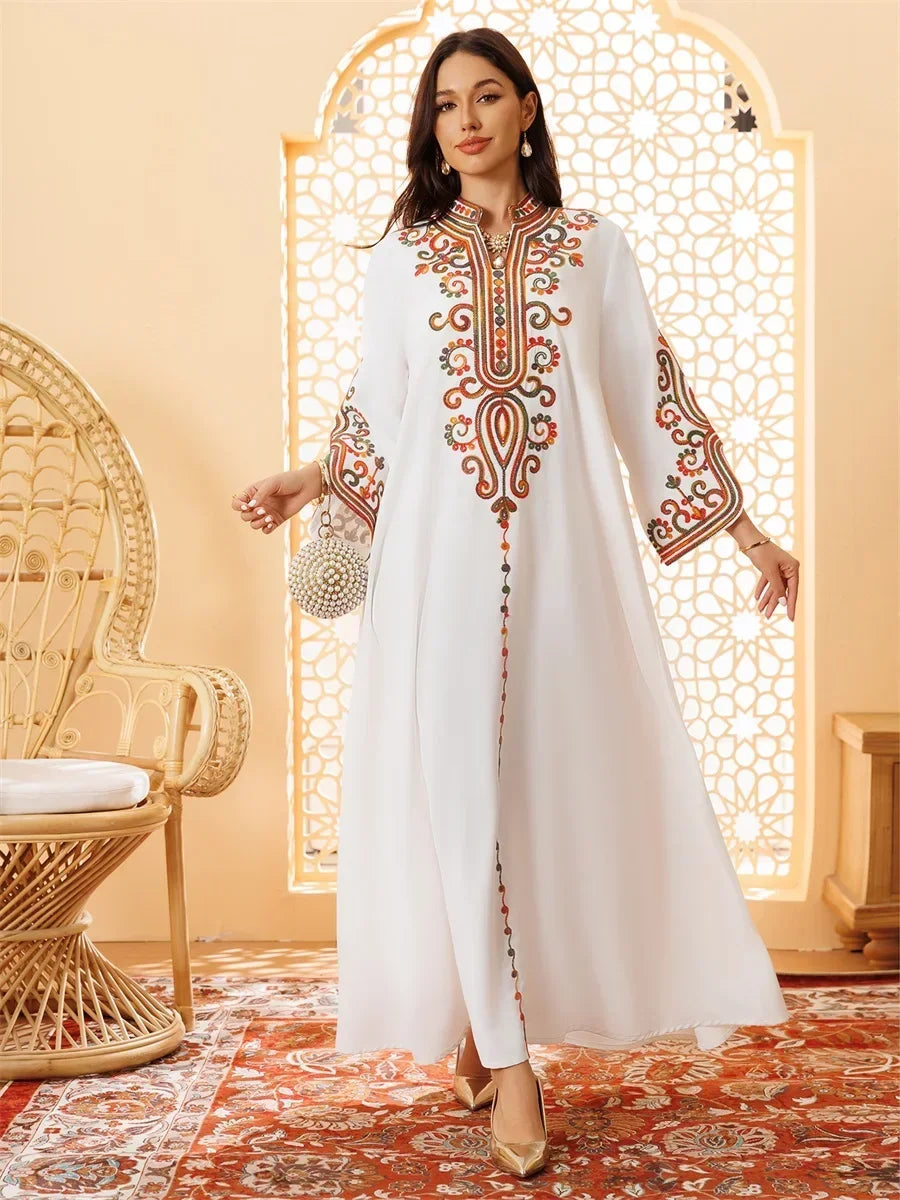 Ramadan Muslim Women's Embroidered Loose abaya Dresses For Women Gala Morocco Dubai Elegant Casual Kaftan