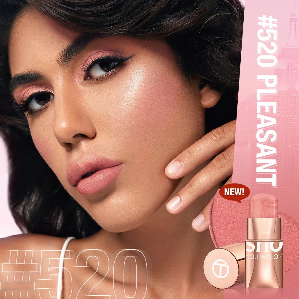 O.TWO.O Blush Makeup Stick High Pigmented Blusher Cream Sticks Waterproof Long-lasting Lip Cheek Eyess Cosmetics for Women